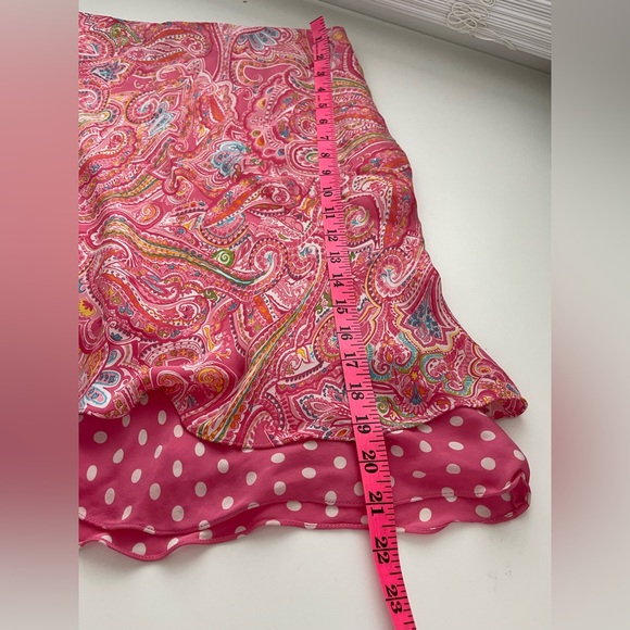 Jones New York Signature Silk Ruffle Hem Skirt Paisley Polka Dots Y2K Size 12 - Picture 6 of 7